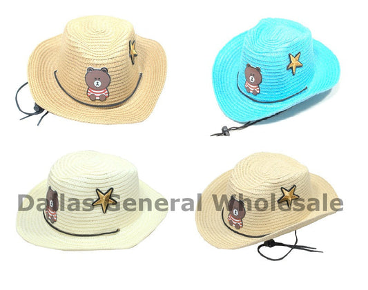 Bulk Buy Kids Bear Straw Cowboy Hats Wholesales