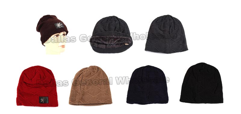 Men Trendy Fleece Lining Beanie Caps Wholesale