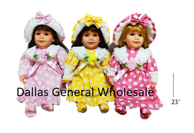 23" Toy Baby Dolls in Polka Dot Dress Wholesale