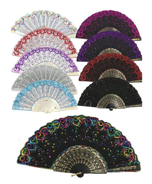 Glitter Designed Oriental Hand Fans Wholesale