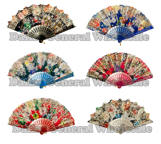 Bulk Buy Glitter Flower Design Oriental Hand Fans Wholesale