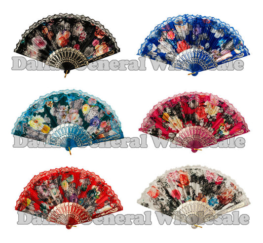 Bulk Buy Beautiful Flower Design Lace Oriental Hand Fans Wholesale