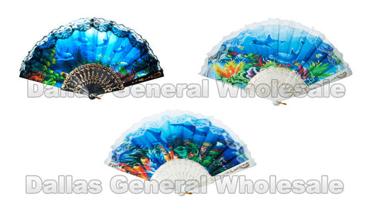 Under the Sea Printed Oriental Hand Fans Wholesale
