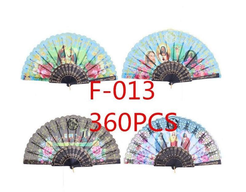Religious Printed Hand Held Folding Fans Wholesale