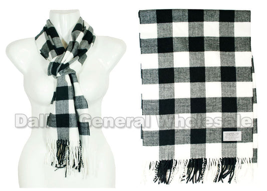 Bulk Buy Checkered Cashmere Feel Scarf Wholesale