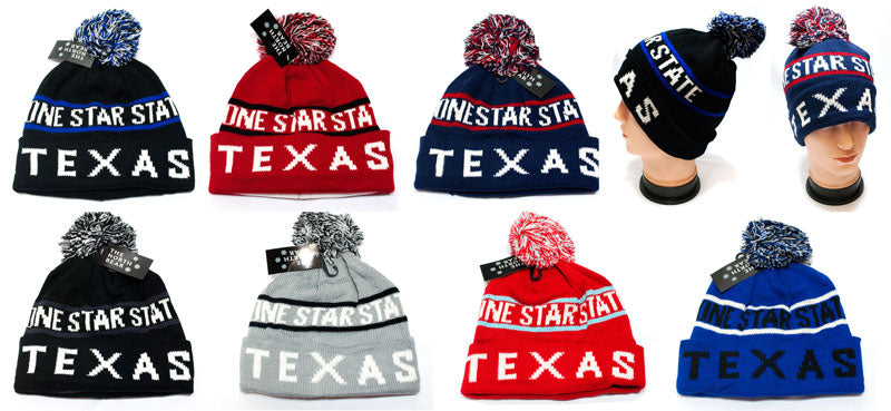 Wholesale Winter Knitted Beanie Cap with Texas Print