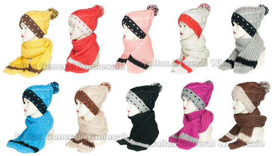 Bulk Buy Girls Knitted Beanie Hat with Scarf 2 Pieces Set Wholesale