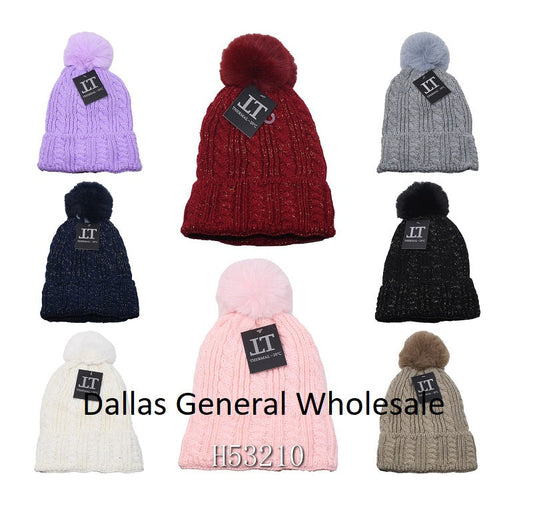 Fur Insulated Beanies with Pom Pom Ball Wholesale