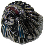 Wholesale NATIVE STYLE INDIAN CHEIF W BONNET STAINLESS STEEL BIKER RING ( sold by the piece )