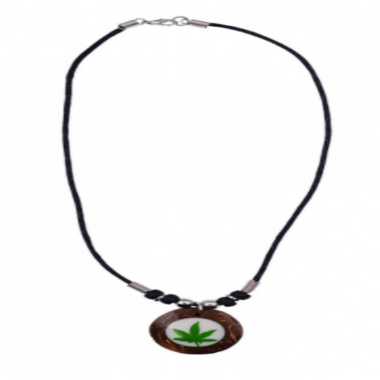 Wholesale Silver Beads Coconut Marijuana Leaf Necklace (sold by the piece or dozen)