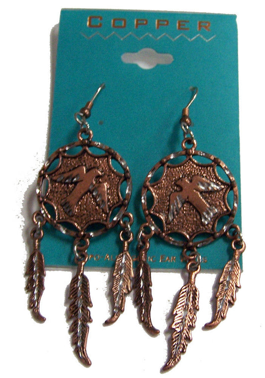 Buy SOLID COPPER EAGLE DREAM CATCHER DANGLE EARRINGS( sold by thepieceBulk Price