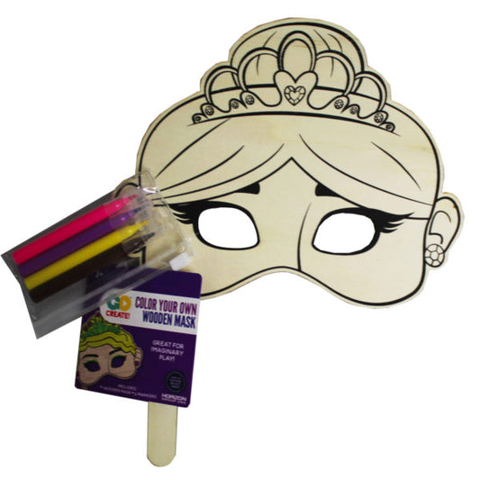 Horizon DIY Princess Wood Mask with Colored Markers