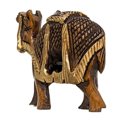 Handpainted Wooden Camel Statue - Unique Home Decor