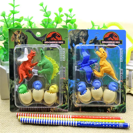 Get Creative with the Dinosaur Egg Style Eraser Set for School Kids
