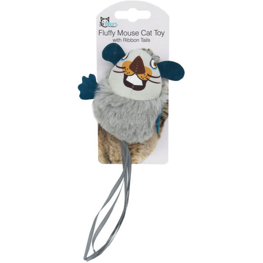 Fluffy Mouse Cat Toy with Ribbon Tails