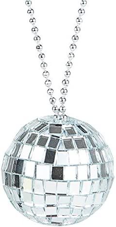 Wholesale 2" GLASS MIRROR DISCO BALL NECKLACE ON 28" CHAIN (sold by piece or dozen)