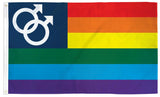 Wholesale MALE double MARS small CORNER RAINBOW 3' x 5' FLAG (Sold by the piece)