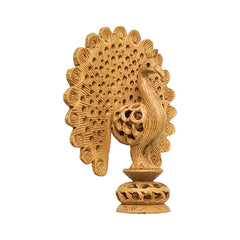 Add an Artistic Flair to Your Décor with Handcrafted Wooden Jaali Dancing Sculpture Peacock