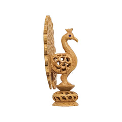 Wooden Dancing Peacock Sculpture