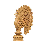 Wooden Dancing Peacock Sculpture