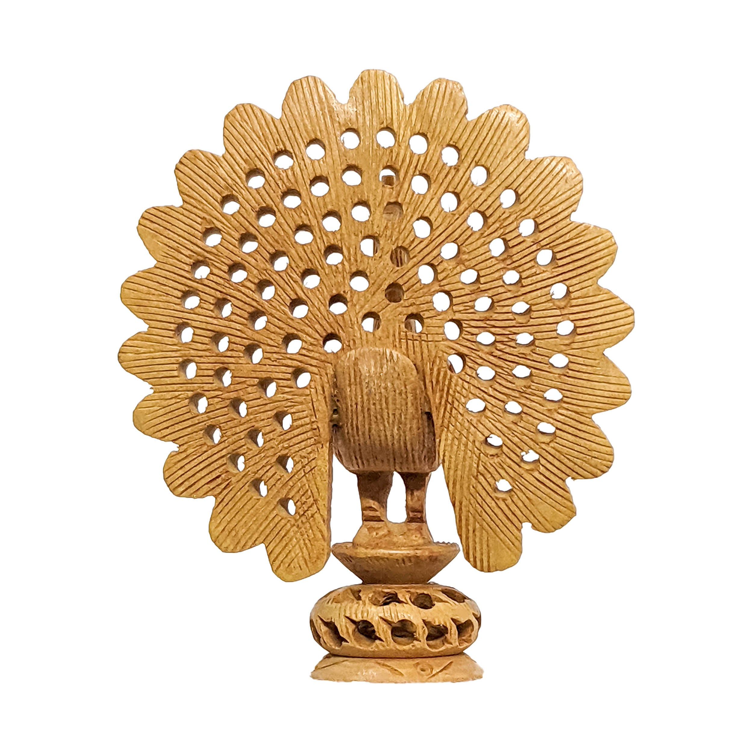 Add an Artistic Flair to Your Décor with Handcrafted Wooden Jaali Dancing Sculpture Peacock