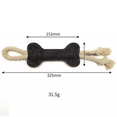  felt bone shape dog chew toy with rope dimensions 325*70mm