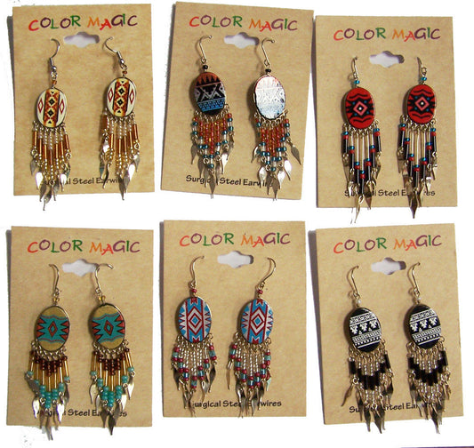 Buy OVAL SHAPED NATIVE STYLE SEED BEAD DANGLE EARRINGS ( sold by the dozen or pieceBulk Price