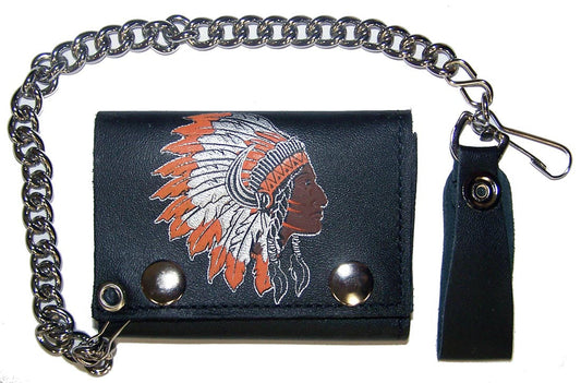 Buy INDIAN CHIEF TRIFOLD LEATHER WALLET WITH CHAINBulk Price
