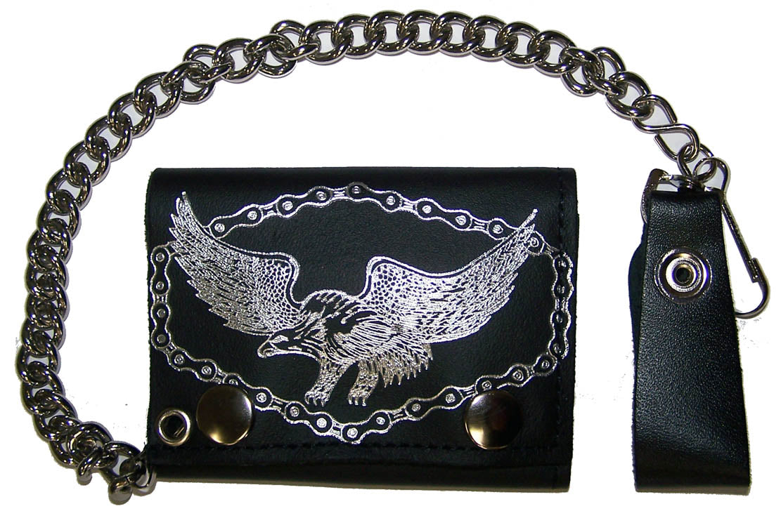 Buy FLYING EAGLE W BIKE CHAIN TRIFOLD LEATHER WALLETS WITH CHAINBulk Price