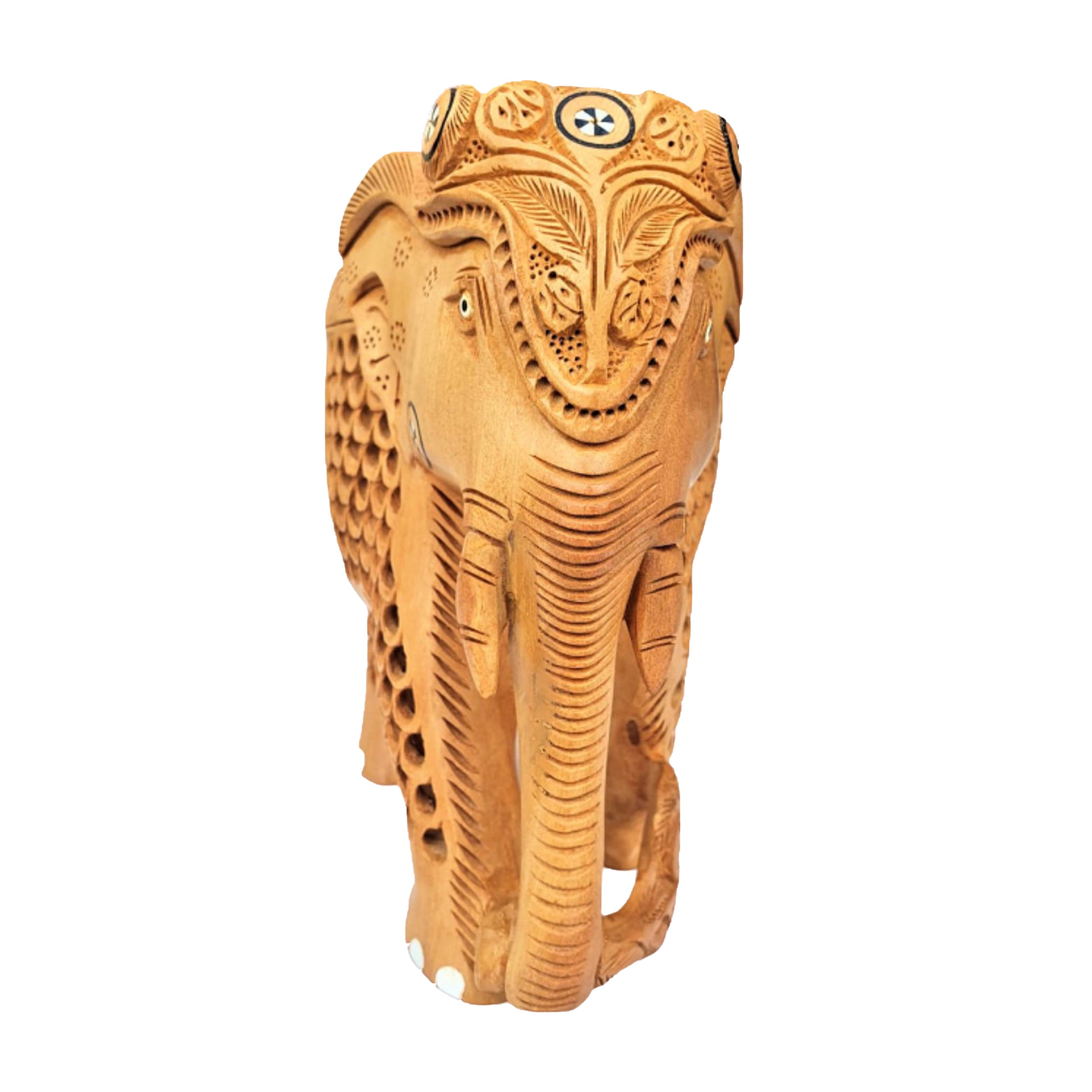 Handmade Wooden Jali Elephant Sculpture
