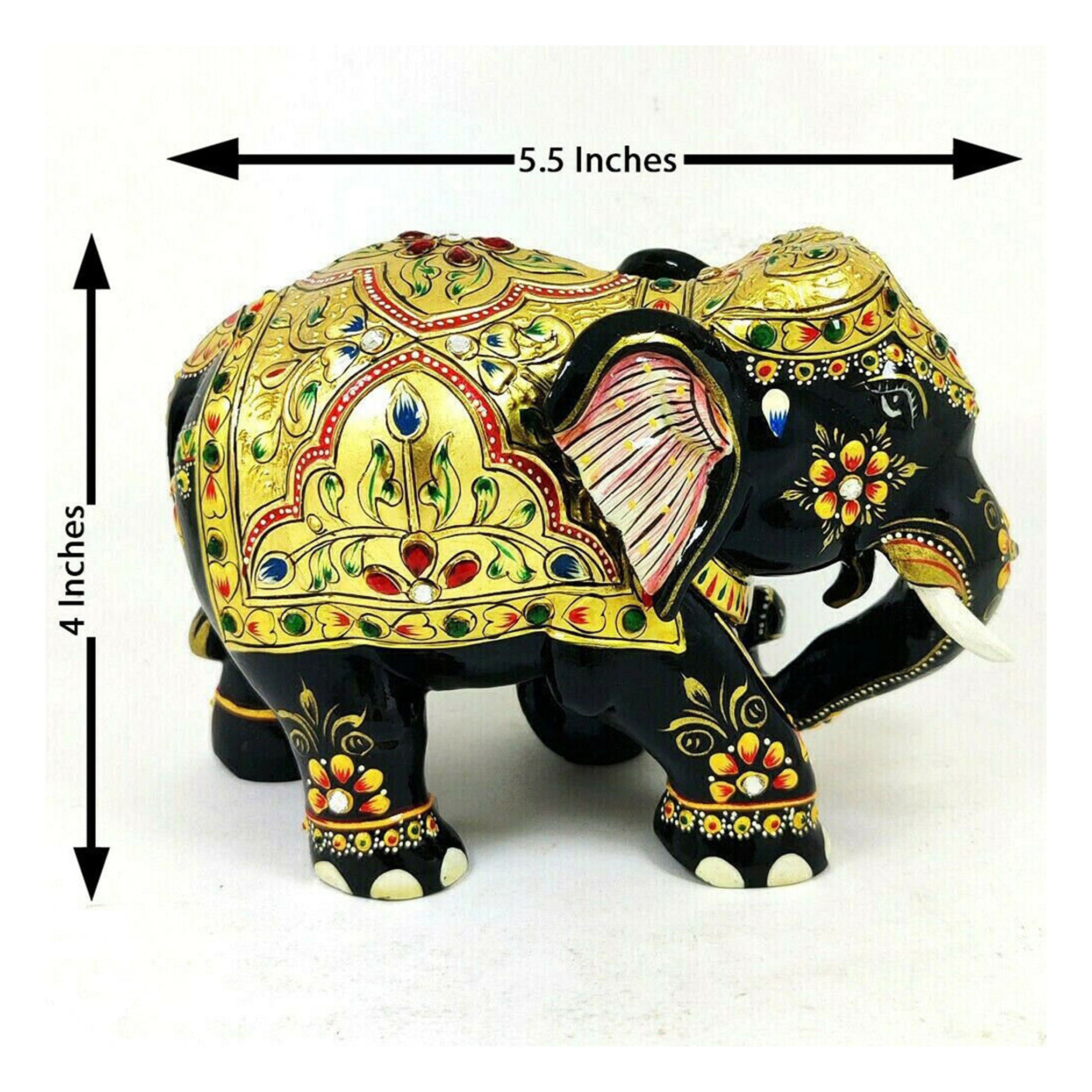 Gift a piece of art with Hand-Painted Wooden Elephant Statue