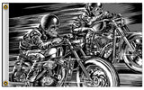 Wholesale RACING SKELETONS ON MOTORCYLE 3 x 5 DELUXE BIKER FLAG ( sold by the piece )