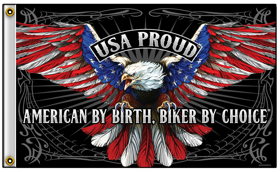 Buy USA PROUD EAGLE AMERICAN BY BIRTH BIKER DELUXE 3 X 5BIKER FLAGBulk Price