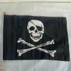 Wholesale SKULL AND CROSS BONE 11 X 18 INCH FLAG ON A STICK