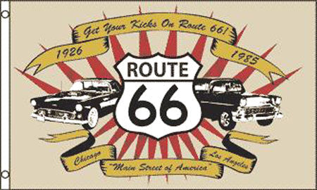 Wholesale CLASSIC CARS ROUTE 66 3' X 5' FLAG (Sold by the piece)