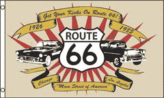 Wholesale CLASSIC CARS ROUTE 66 3' X 5' FLAG (Sold by the piece)