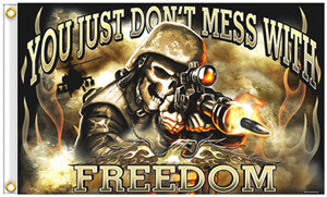 Wholesale DONT MESS FREEDOM DELUXE BIKER 3 x 5  FLAG (Sold by the piece)