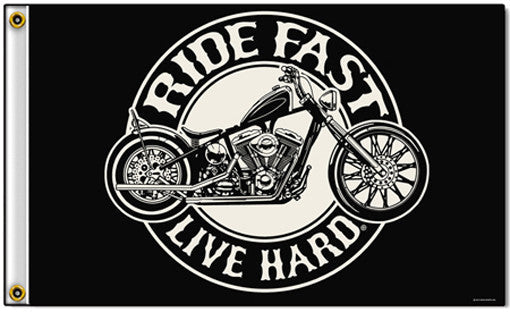 Wholesale DELUXE RIDE FAST LIVE HARD 3X5 BIKER FLAG (sold by the piece )