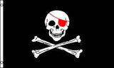 Wholesale SKULL X BONES RED EYE PATCH  FLAG 3 X 5  (Sold by the piece)