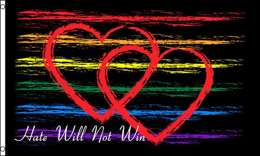 Buy HATE WILL NOT WIN RAINBOW HEARTS3 X 5 FLAG Bulk Price