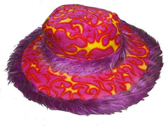 Wholesale FLAMING FUZZY WIDE RIM PARTY PLUSH HAT (Sold by the piece BY COLOR )