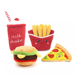 Hamburger, Fries, Milkshake, Pizza Pet Plush Dog Toys, Interactive Pet Toys