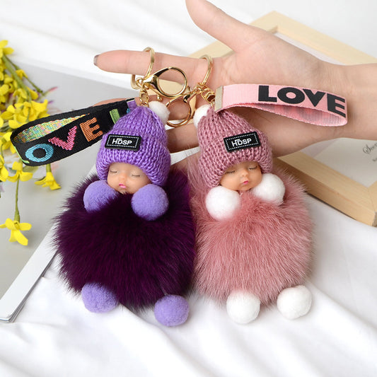 Fur baby keychain with flap for girls