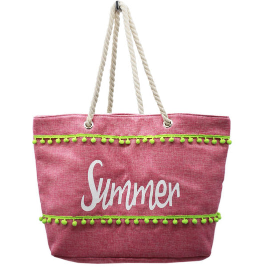 20 x13 Colorful Zip Closure Summer Canvas Bag with Rope Handles