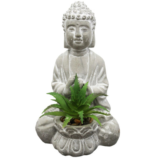 6 Tall Decorative Buddha Statue with Fake Plants and Rocks