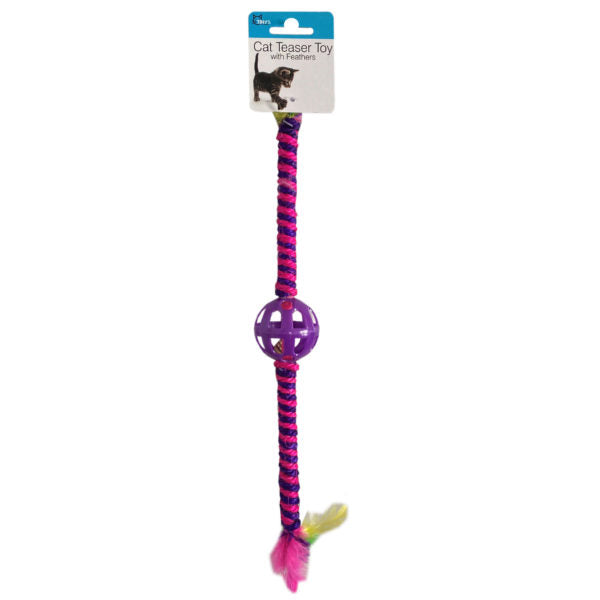 Cat Teaser Toy with Ball and Feather Ends