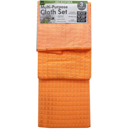 3 Pack Solid Color Microfiber Multi-Purpose Kitchen Cloth Set