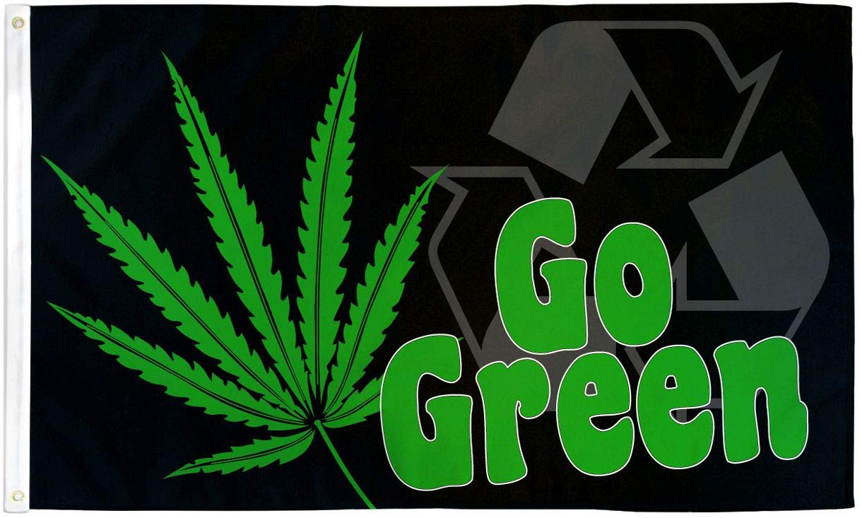 Pot Flags Wholesale GO GREEN POT 3 x 5 ENVIRONMENTALIST MARIJUANA FLAG (Sold by ...