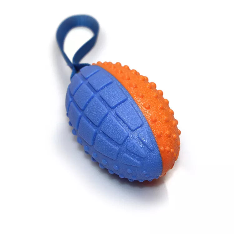 Play Ball! Rugby Ball Shape with Strap Toys for Dogs & Cats