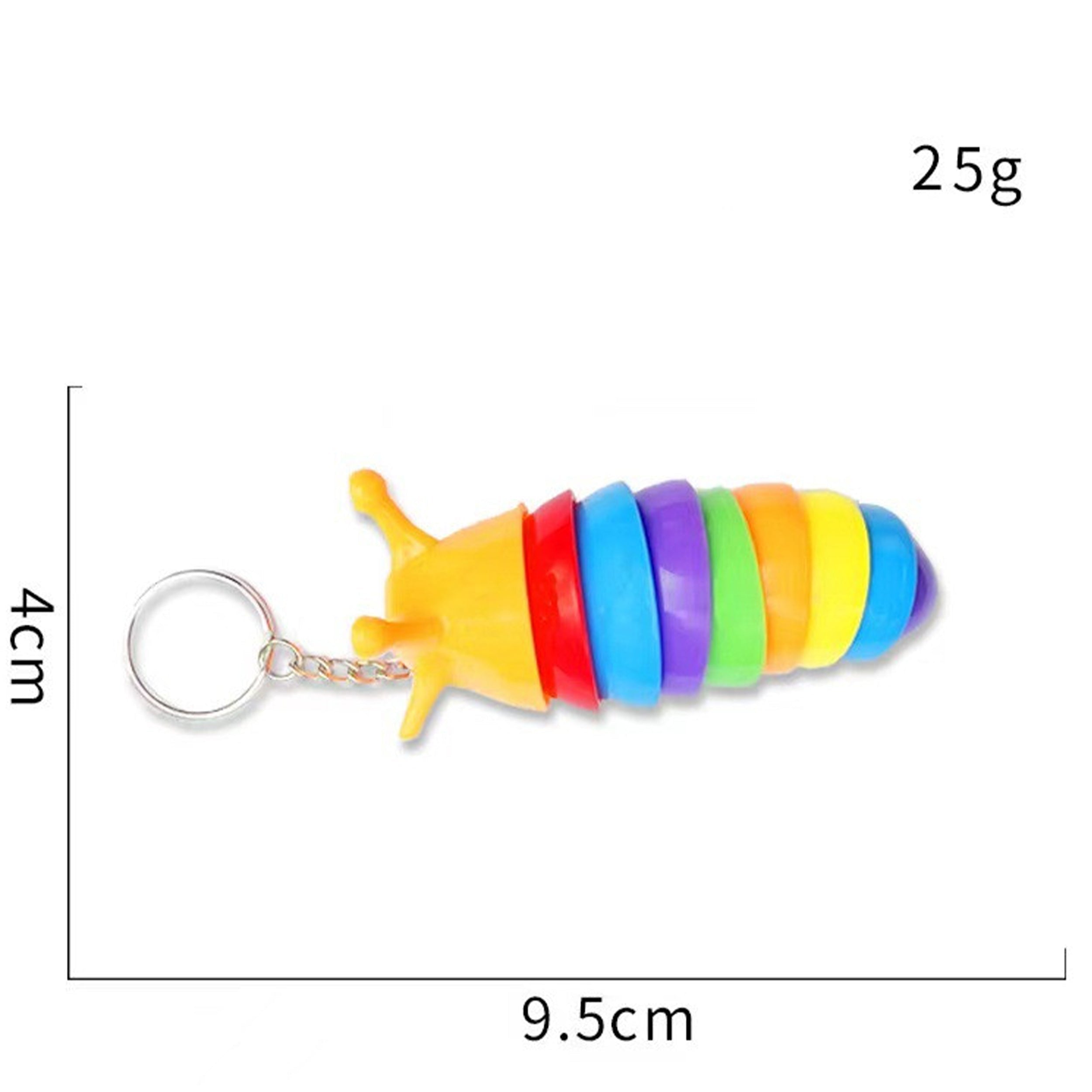 Dimensions Of Rainbow Slug Keychain Fidget Toy